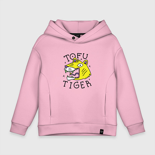 Детское худи оверсайз Tofu Tiger Тигр Сыр Тофу / Светло-розовый – фото 1