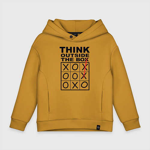 Детское худи оверсайз THINK OUTSIDE THE BOX / Горчичный – фото 1