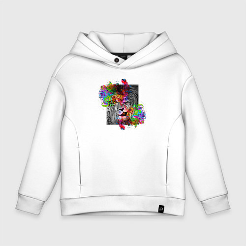 Детское худи оверсайз Ухмылка льва / Белый – фото 1