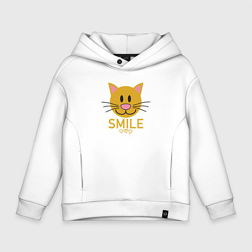 Детское худи оверсайз Smile Cat / Белый – фото 1