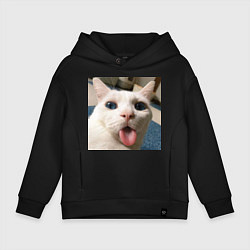 Толстовка оверсайз детская Мем про кота, цвет: черный