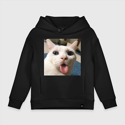 Детское худи оверсайз Мем про кота / Черный – фото 1