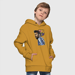 Толстовка оверсайз детская Lionel Messi Barcelona Argentina Striker, цвет: горчичный — фото 2