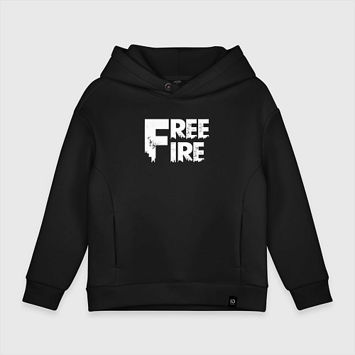 Детское худи оверсайз FREEFIRE FF WHITE LOGO Z / Черный – фото 1