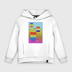 Толстовка оверсайз детская Василиса Pop-it true story, цвет: белый