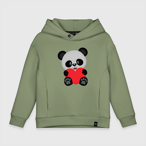 Детское худи оверсайз Love Панда / Авокадо – фото 1