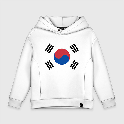 Детское худи оверсайз Корея Корейский флаг / Белый – фото 1
