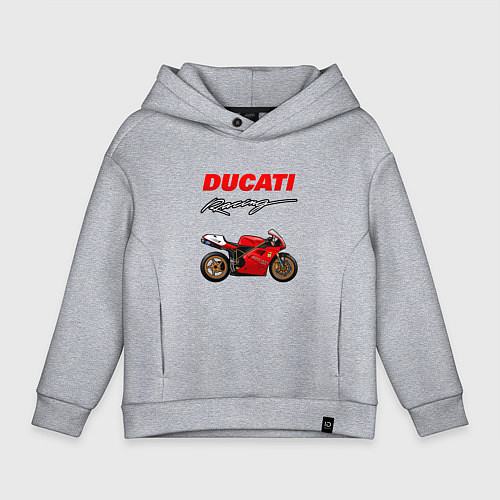 Детское худи оверсайз DUCATI ДУКАТИ MOTOSPORT / Меланж – фото 1