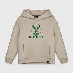 Толстовка оверсайз детская Fear The Deer, цвет: миндальный