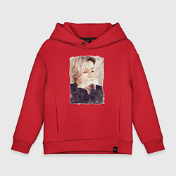 Толстовка оверсайз детская Задумчивый Чонгук, цвет: красный