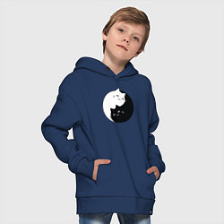 Толстовка оверсайз детская Инь Ян Котики, цвет: тёмно-синий — фото 2