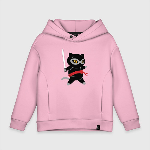 Детское худи оверсайз Ninja Cat / Светло-розовый – фото 1