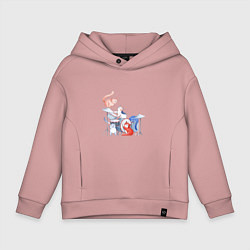Толстовка оверсайз детская Кошачья группа, цвет: пыльно-розовый