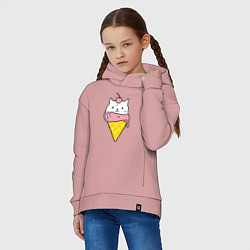 Толстовка оверсайз детская Ice Cream Cat, цвет: пыльно-розовый — фото 2