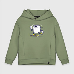 Толстовка оверсайз детская Туалетная бумага на скейте, цвет: авокадо