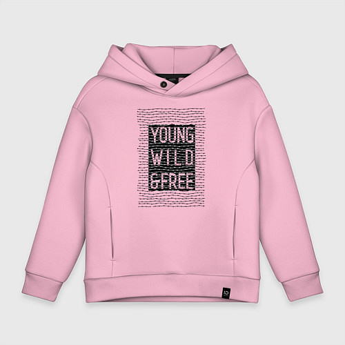 Детское худи оверсайз YOUNG WILD &FREE / Светло-розовый – фото 1