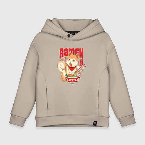 Детское худи оверсайз ШИБА РАМЕН / Миндальный – фото 1