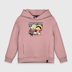 Толстовка оверсайз детская Малыши Зоро и Луффи One Piece, цвет: пыльно-розовый