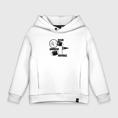Детское худи оверсайз Клуб Американский футбол / Белый – фото 1