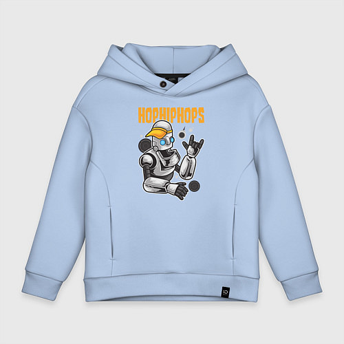 Детское худи оверсайз Робот в бейсболке / Мягкое небо – фото 1