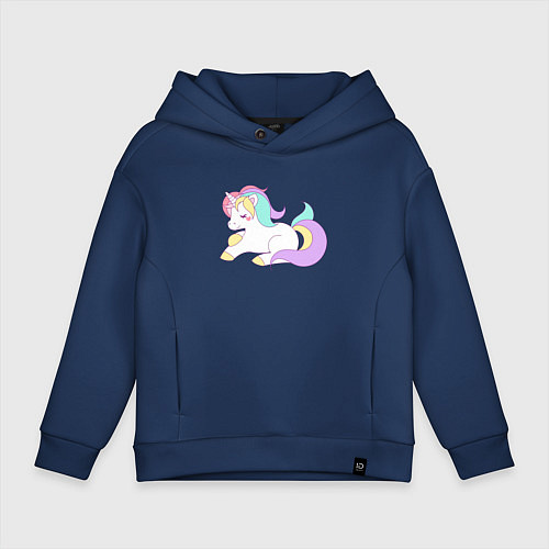 Детское худи оверсайз Волшебная лошадка / Тёмно-синий – фото 1