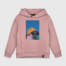 Толстовка оверсайз детская Котик в шляпе и очках, цвет: пыльно-розовый