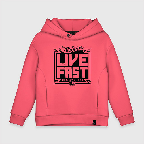 Детское худи оверсайз Hot Wheels Live Fast / Коралловый – фото 1