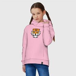 Толстовка оверсайз детская Забавный Тигр, цвет: светло-розовый — фото 2