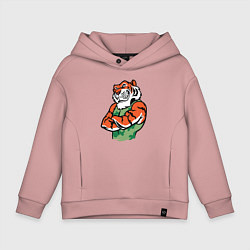 Толстовка оверсайз детская Boss Tiger, цвет: пыльно-розовый