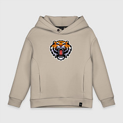 Толстовка оверсайз детская Tiger Head, цвет: миндальный
