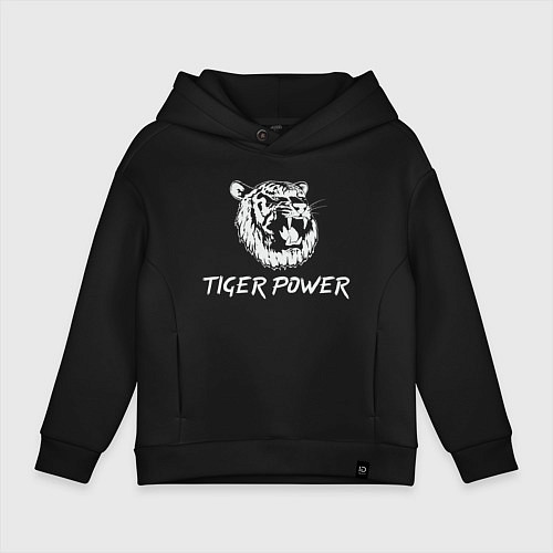 Детское худи оверсайз Power of Tiger / Черный – фото 1