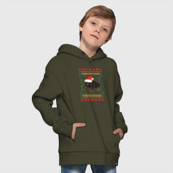 Толстовка оверсайз детская Рождественский свитер Жаба, цвет: хаки — фото 2