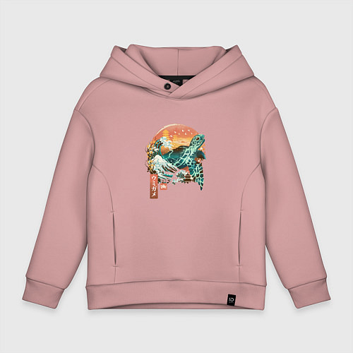 Детское худи оверсайз Черепаха Япония / Пыльно-розовый – фото 1
