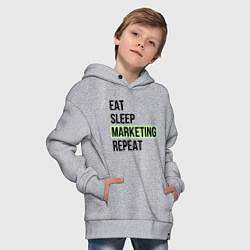 Толстовка оверсайз детская Eat Sleep Marketing Repeat, цвет: меланж — фото 2