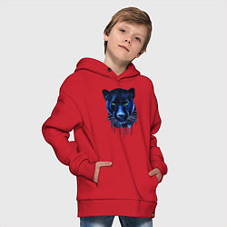 Толстовка оверсайз детская Голова пантеры потекшая краска, цвет: красный — фото 2