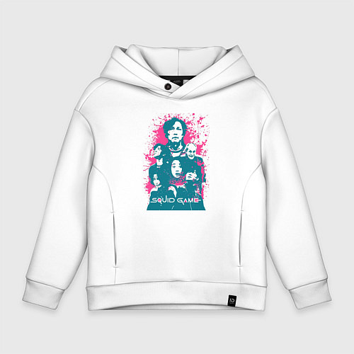 Детское худи оверсайз Игра в кальмара все в сборе / Белый – фото 1