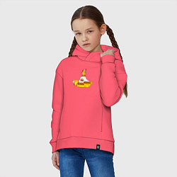 Толстовка оверсайз детская The Beatles Yellow Submarine в дудл стиле, цвет: коралловый — фото 2