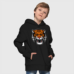 Толстовка оверсайз детская Tiger Cool, цвет: черный — фото 2