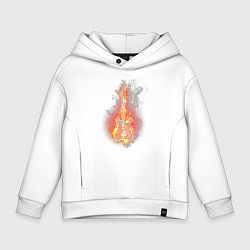 Толстовка оверсайз детская Burning guitar, цвет: белый