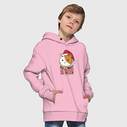 Толстовка оверсайз детская Christmas Cat, цвет: светло-розовый — фото 2