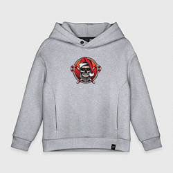 Толстовка оверсайз детская Skull Santa, цвет: меланж