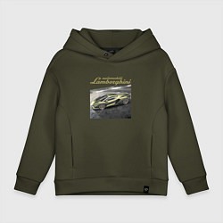 Толстовка оверсайз детская Lamborghini Motorsport sketch, цвет: хаки
