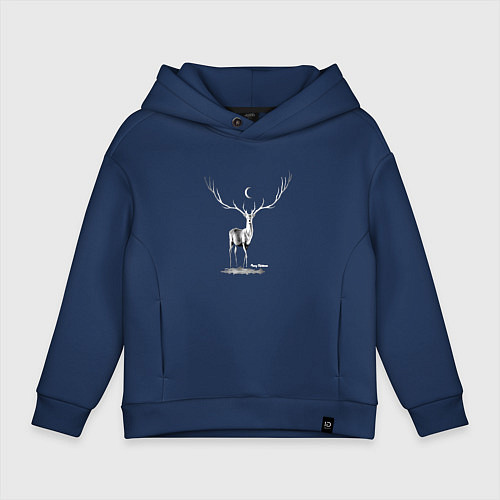 Детское худи оверсайз Ночной олень / Тёмно-синий – фото 1