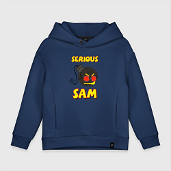 Толстовка оверсайз детская Serious Sam Bomb Logo, цвет: тёмно-синий