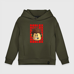Толстовка оверсайз детская ROBLOX RED LOGO LEGO FACE, цвет: хаки