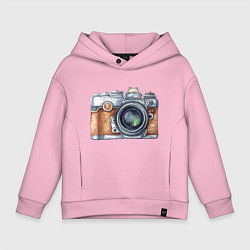 Толстовка оверсайз детская Ретро фотокамера, цвет: светло-розовый