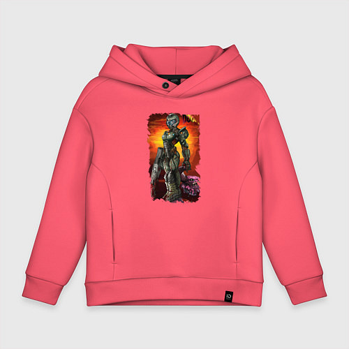 Детское худи оверсайз DOOM GIRL WIN DEMON / Коралловый – фото 1