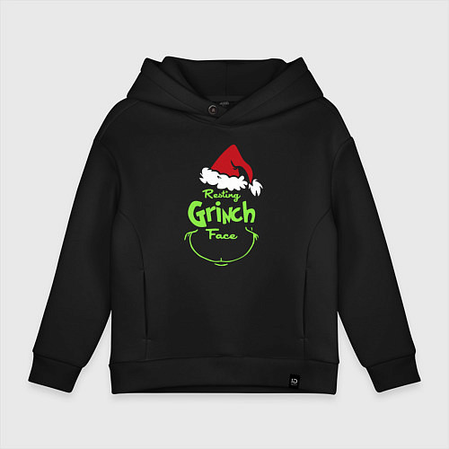 Детское худи оверсайз Resting Grinch Face / Черный – фото 1