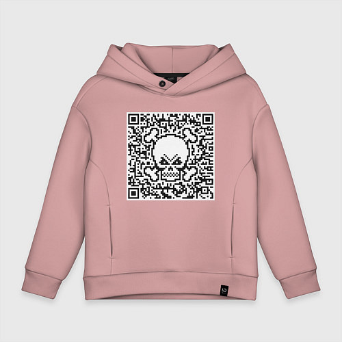 Детское худи оверсайз QR Skull / Пыльно-розовый – фото 1