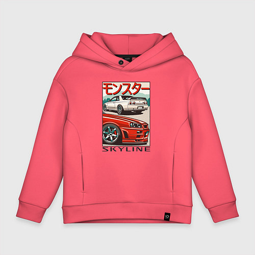 Детское худи оверсайз Nissan Skyline Ниссан Скайлайн / Коралловый – фото 1